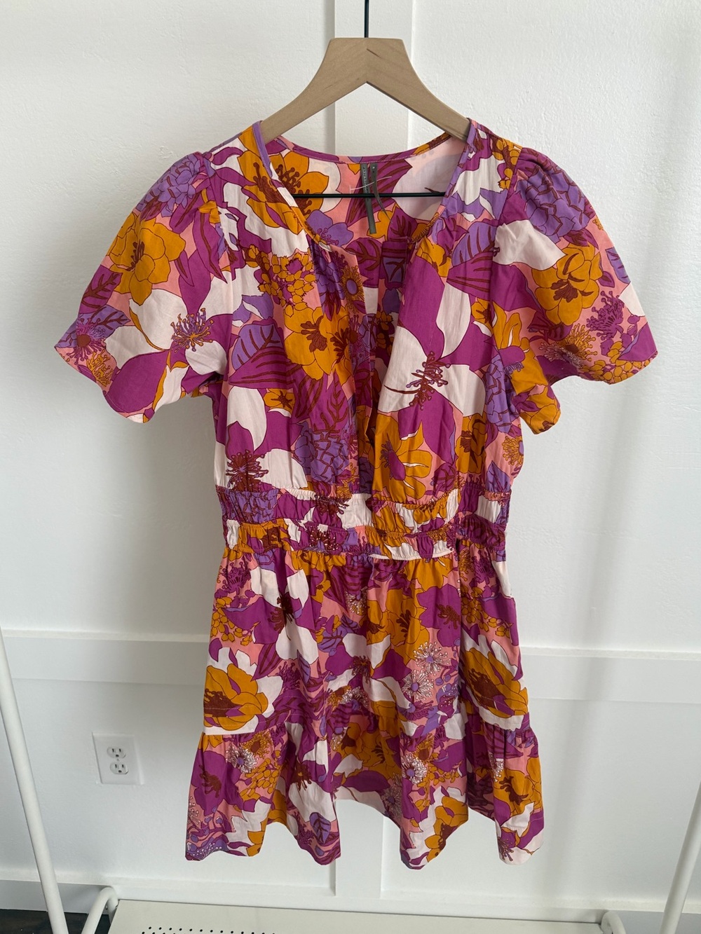 Anthropologie Somerset Floral Short Sleeve Mini Dress